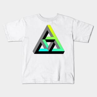 Even more impossible triangle with cyan to yellow gradient Kids T-Shirt